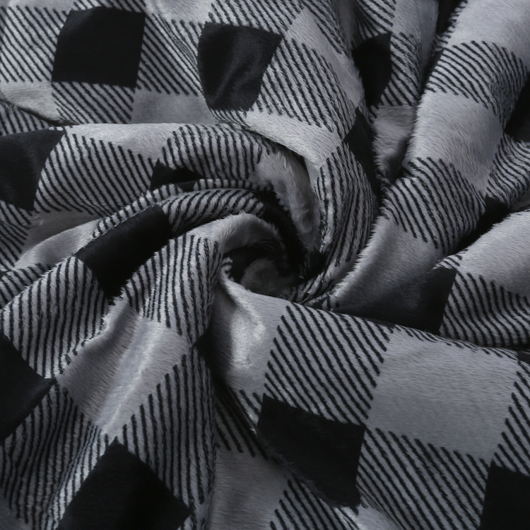 100% Polyester Printed Blanket Soft Plaid Pattern Double Layer Mink Sherpa Plush Fleece Blanket Wholesale 