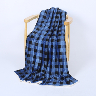 Cheap Plaid Design Custom Mink Knit Soft Sherpa Fleece Print Blanket Supplier 